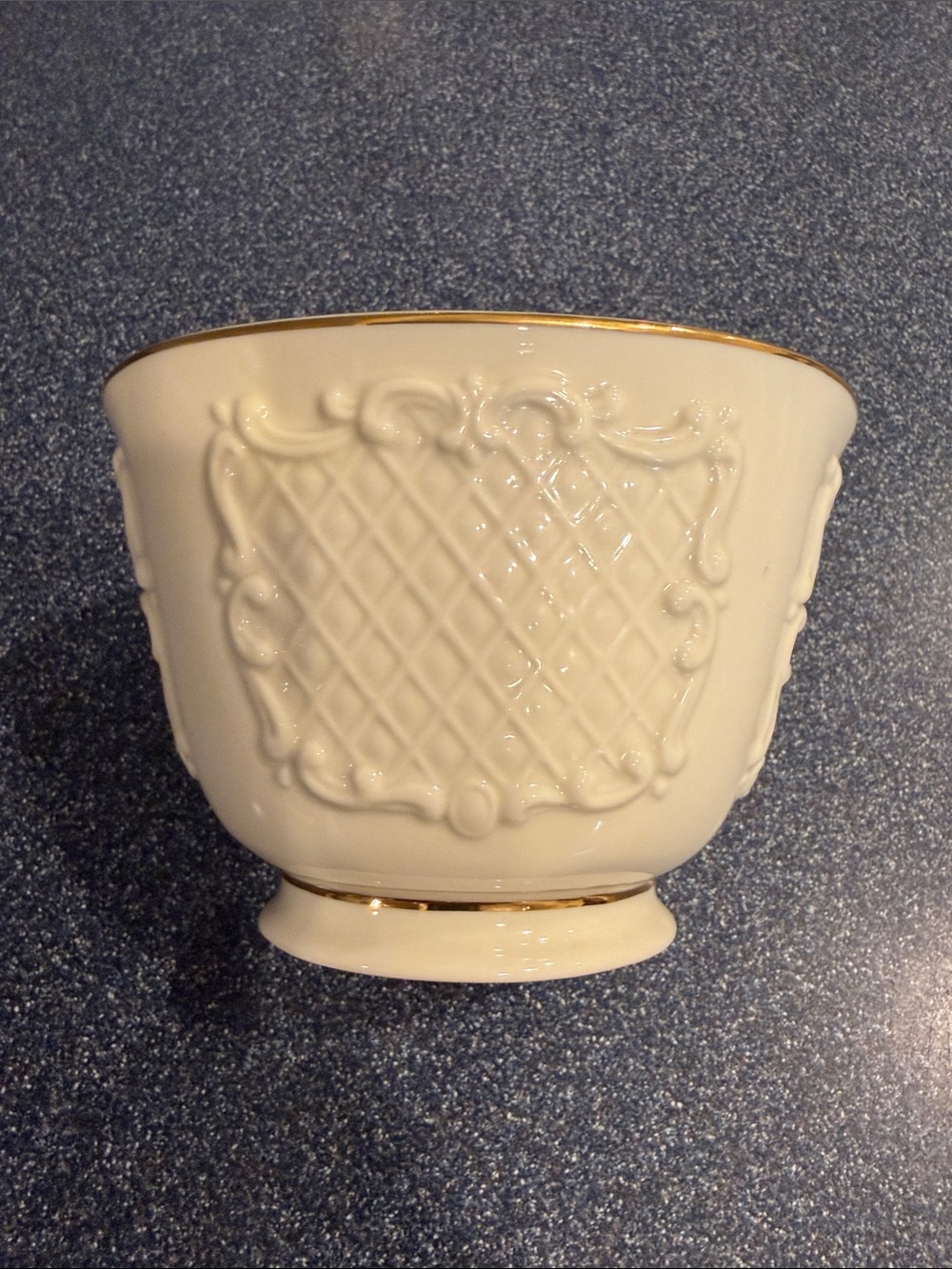 Lenox Ivory Ceramic Decorative Footed Bowl with Gold Trim
